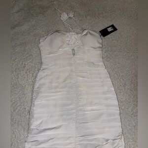 Odette Rose Ruched Maxi Dress - White